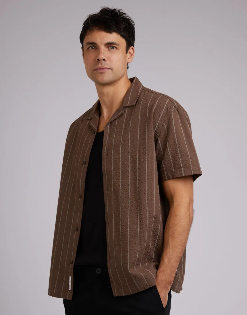 Seersucker Shirt Chocolate Stripe